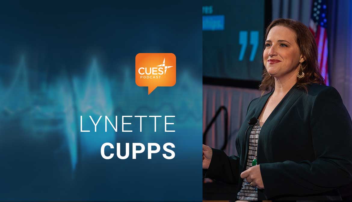 CUES podcast logo and image of guest Lynette