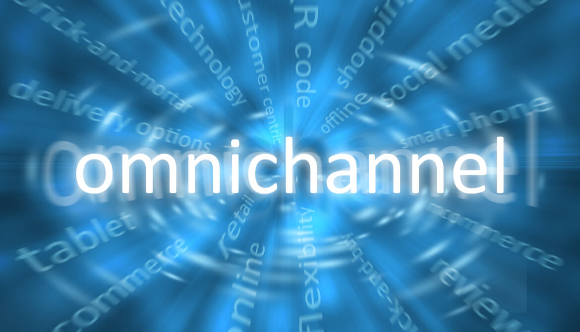 The word omnichannel on a blue background