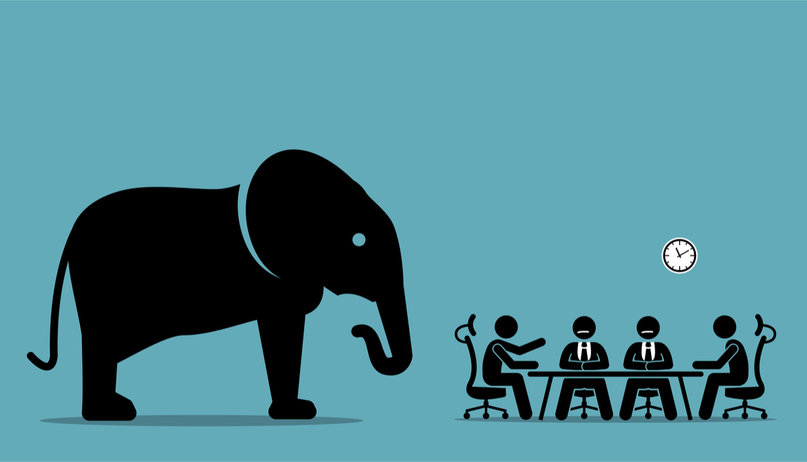 illustration of an elephant in a boardroom
