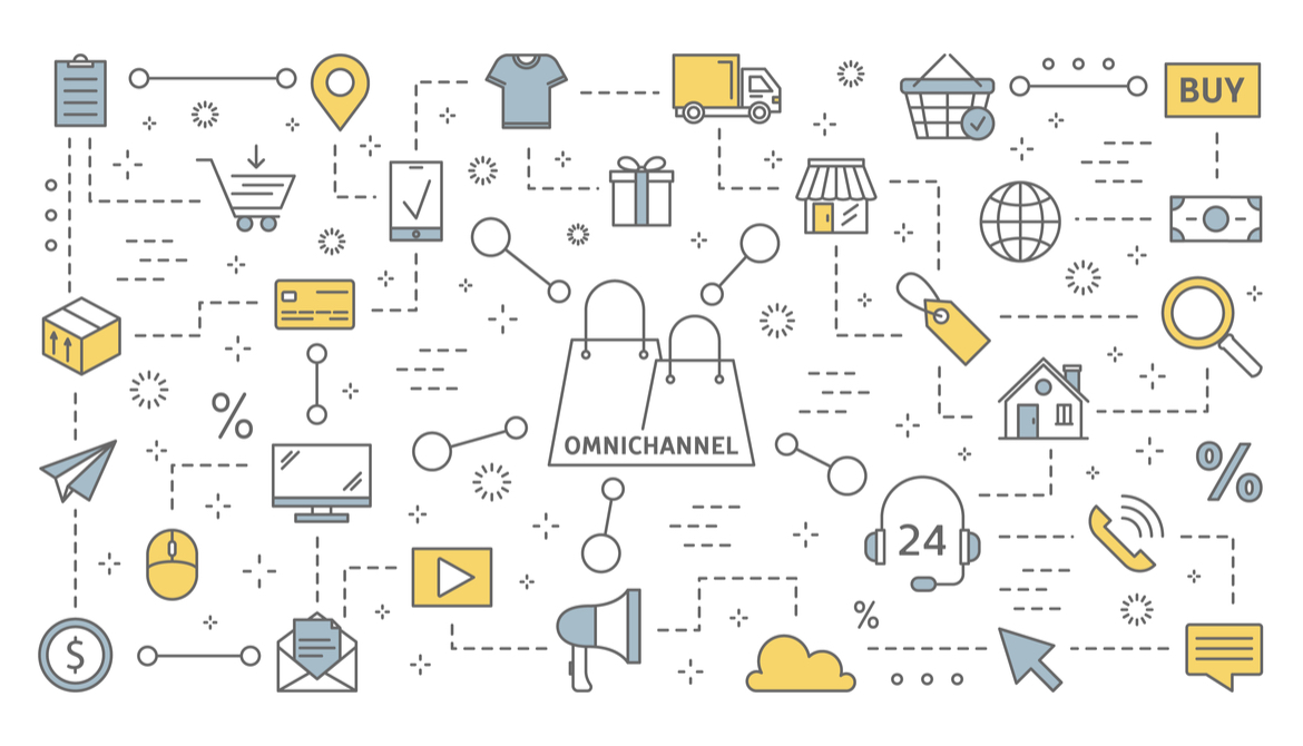 Omnichannel concept shows many communication channels with customer