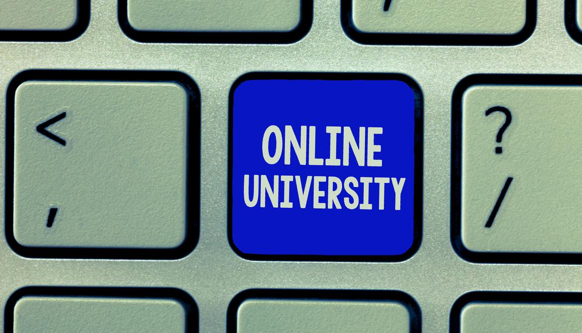 keyboard with an online university key