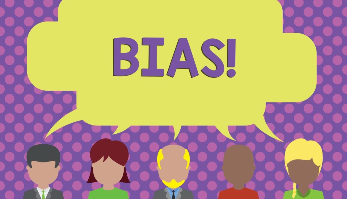 bias thought bubble over the heads of diverse people