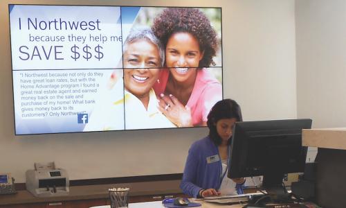 A digital sign provides a vibrant and engaging focal point at Northwest FCU in Herndon Virginia