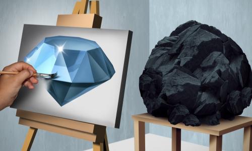 painting a diamond while looking at a rock model