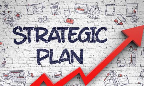 red arrow surrounds the words strategic plan