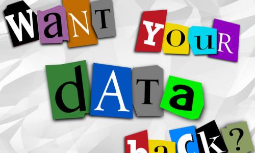 ransom note for data that says “Want your data back?