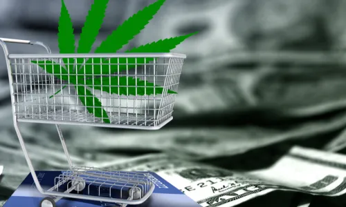 credit card shopping cart cannabis leaf