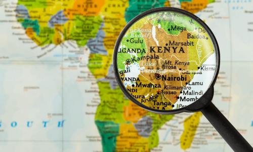 map of African magnifier over Kenya