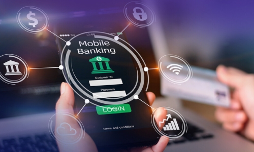 mobile banking app on smart phone