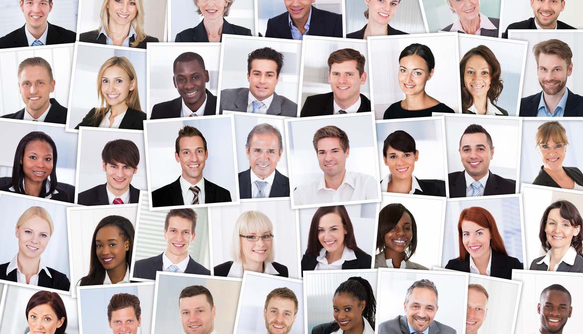 diverse business people in frames