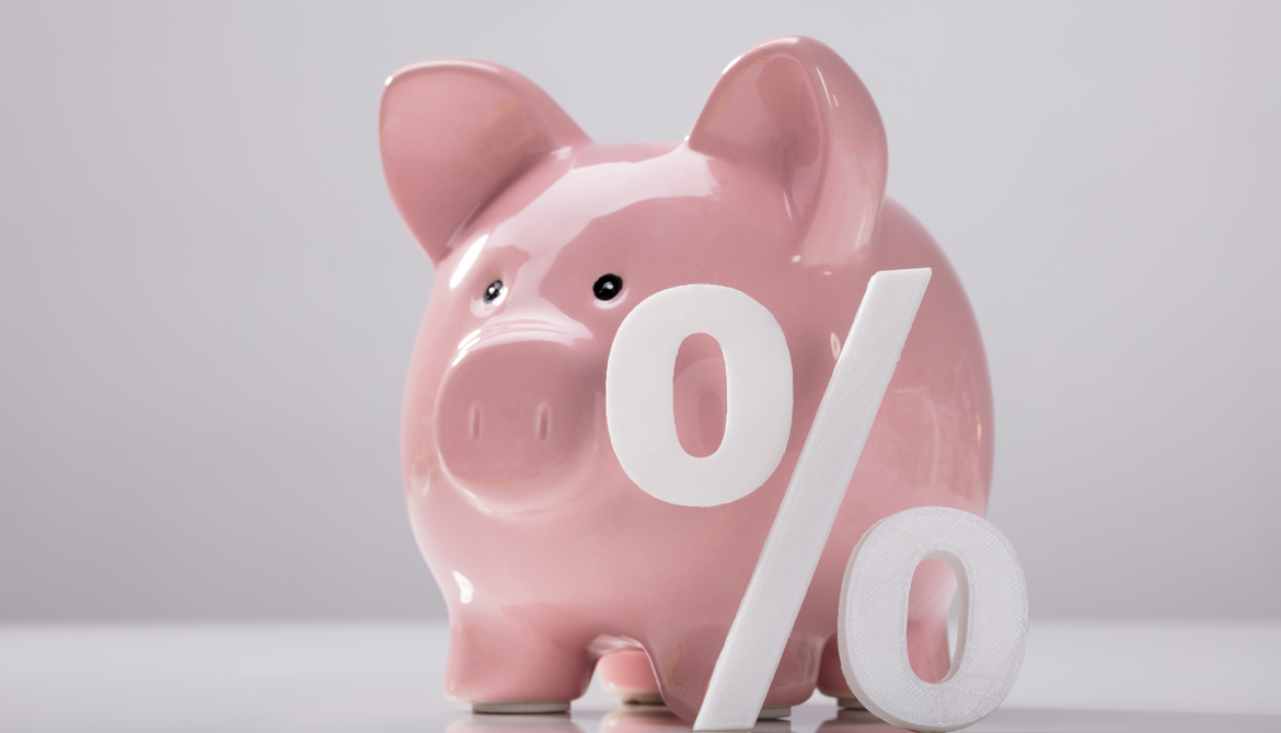 piggy bank with percentage sign