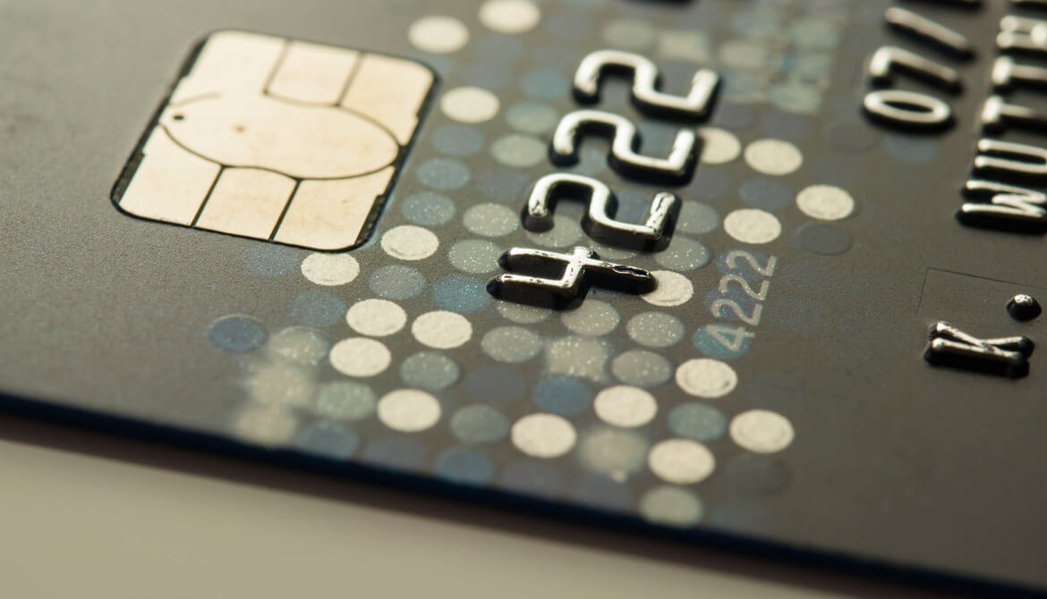 Closeup view of a credit card