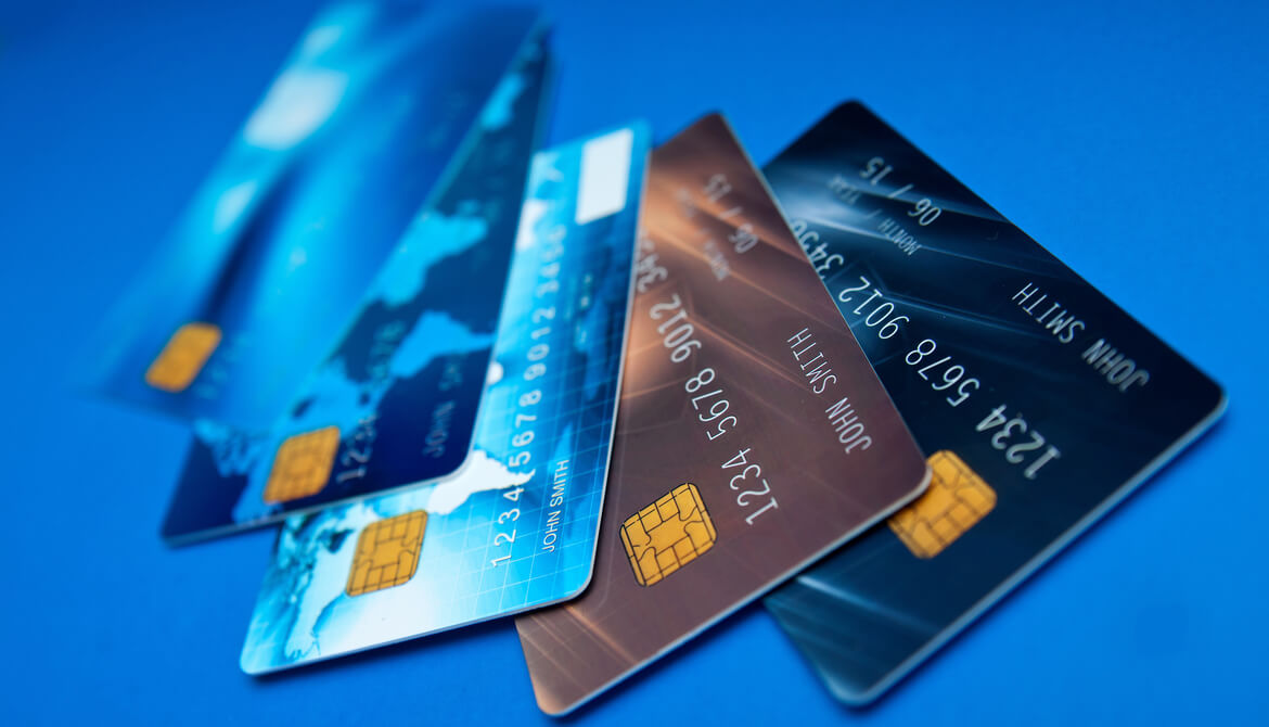 prepaid cards on a blue background 