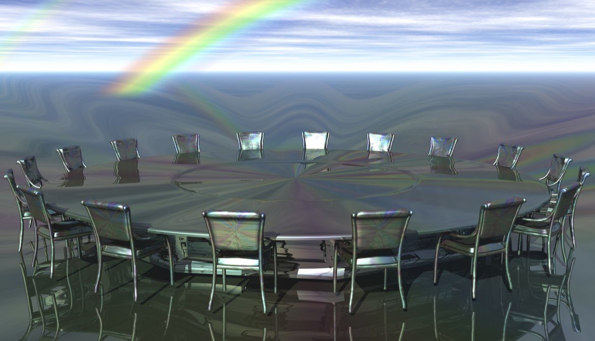 digital roundtable with rainbow behind it