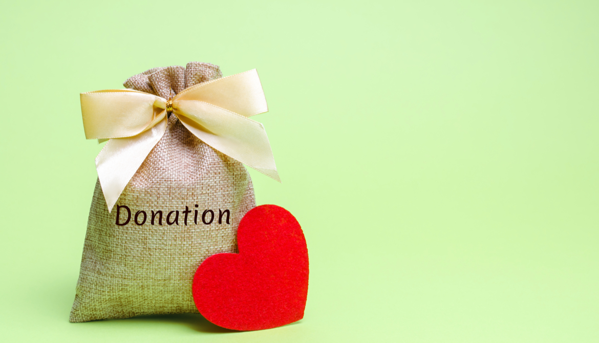 donation bag and red heart