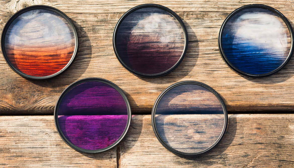 five colorful photography filters