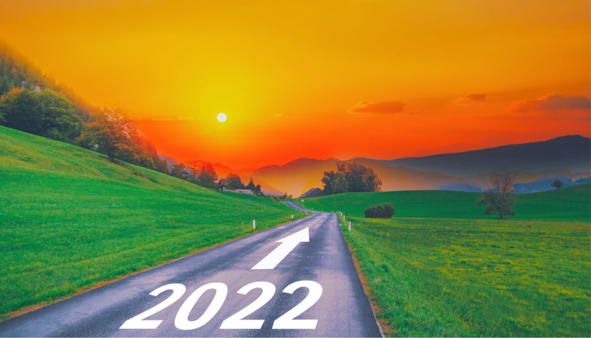 road leading to 2022 with a pretty sky