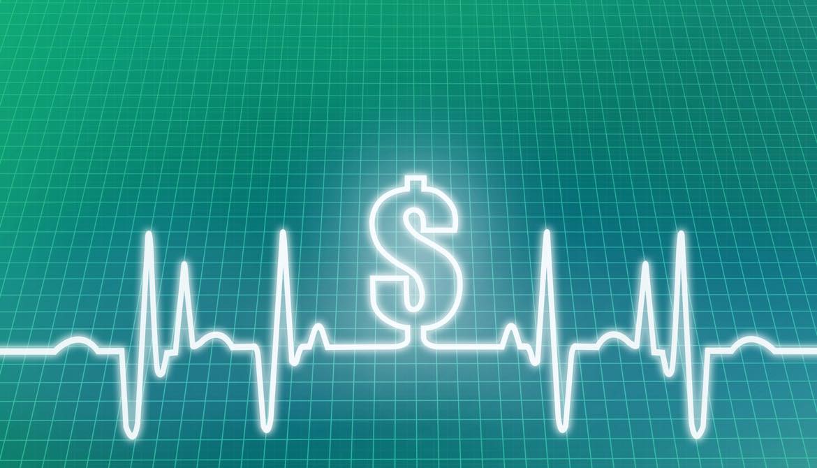 green electrocardiogram with dollar sign