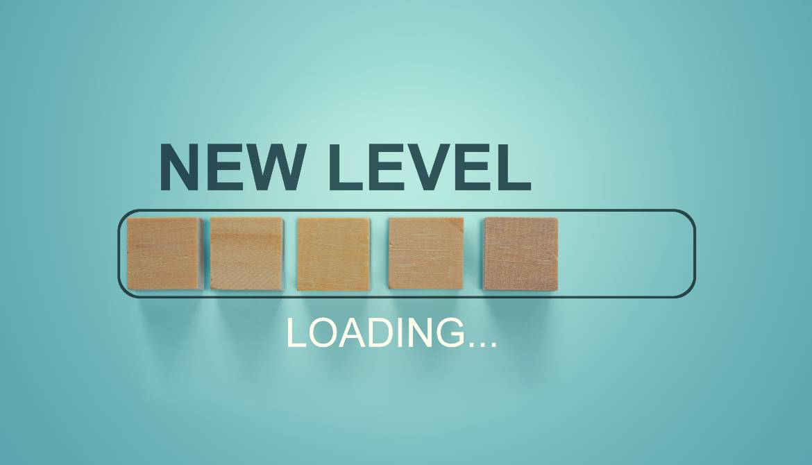 loading bar with blocks showing progress to the next level