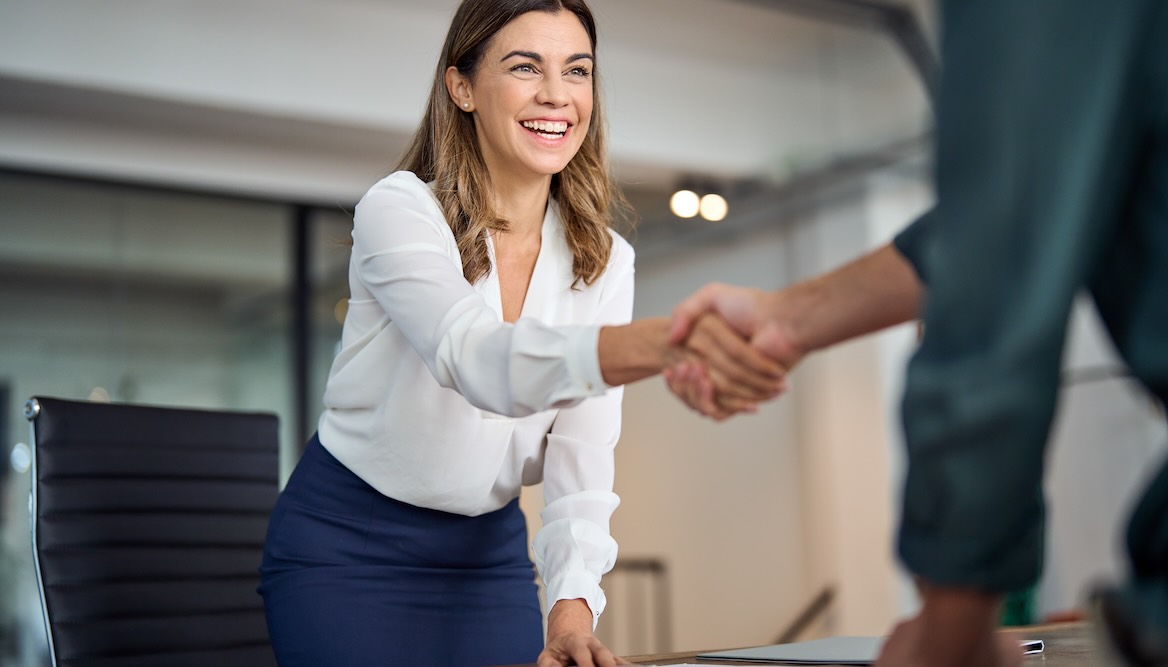 female executive handshake