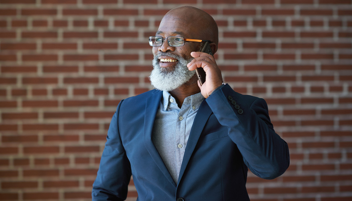 business man speaking on cell phone