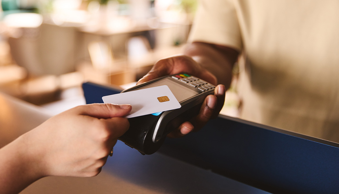 paying with credit card chip reader