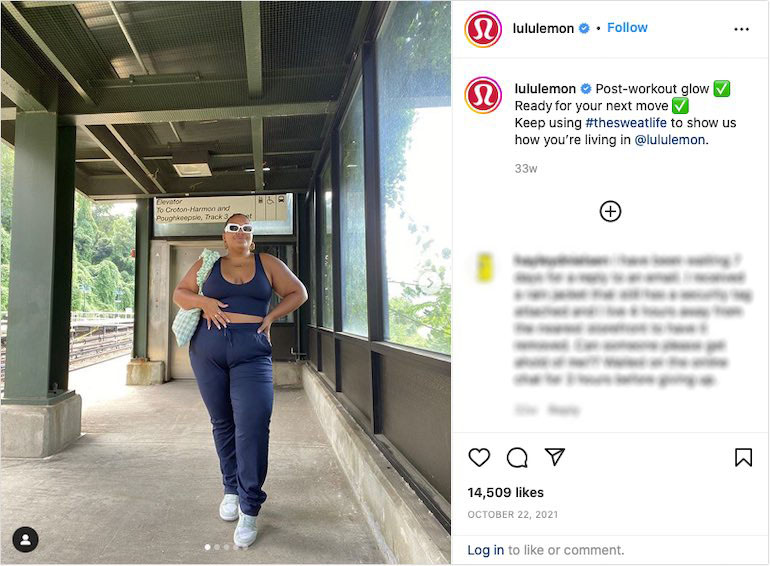 screenshot of user-generated content Instagram post from Lululemon