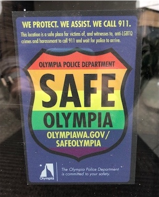 safe olympia rainbow window sticker