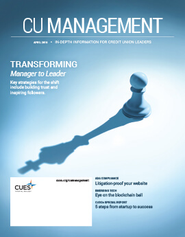 April 2018 Issue CU Management Cover