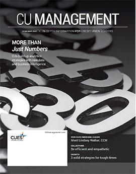 February 2021 cover of CU Management magazine