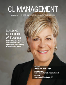 November 2023 CU Management magazine cover Carla Cicero