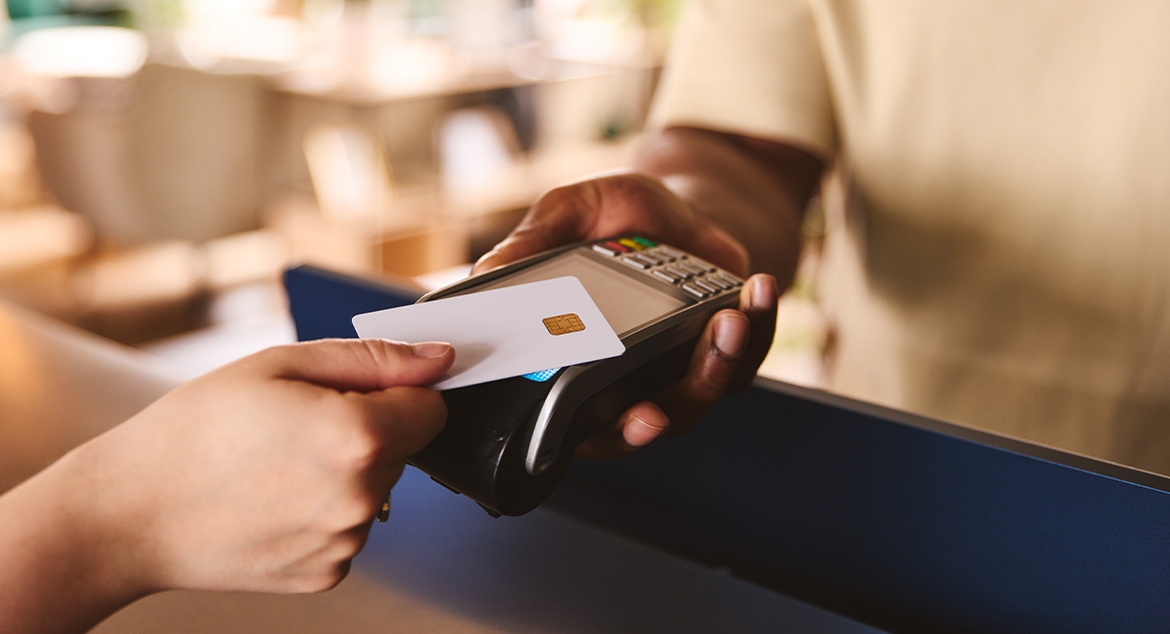 paying with credit card chip reader