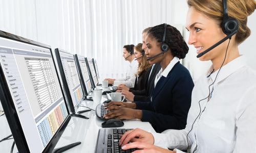 young professionals working in a call center