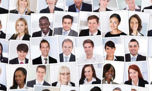 diverse business people in frames