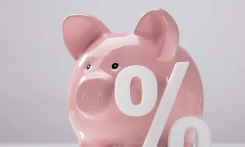 piggy bank with percentage sign