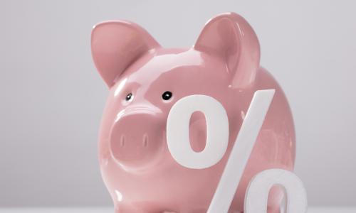 piggy bank with percentage sign