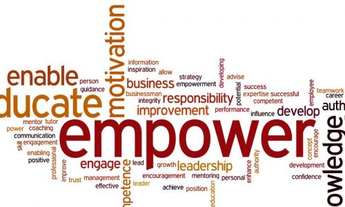 Word cloud featuring empower and educate to describe learning plans