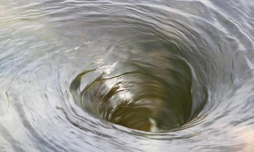 Large whirlpool in a river