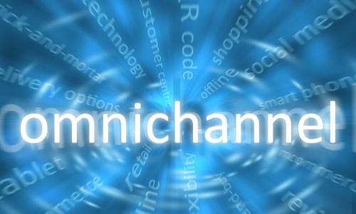 The word omnichannel on a blue background