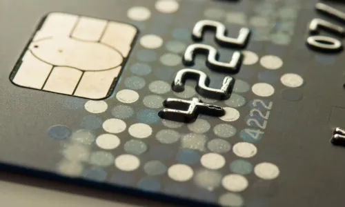 Closeup view of a credit card