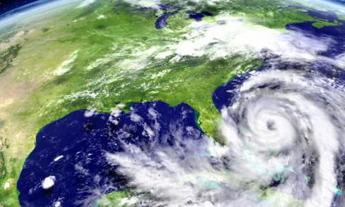 Satellite view of hurricane Matthew approaching the US