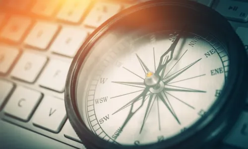 compass set on a keyboard