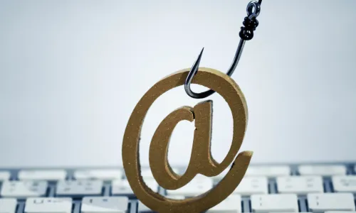 at symbol over keyboard