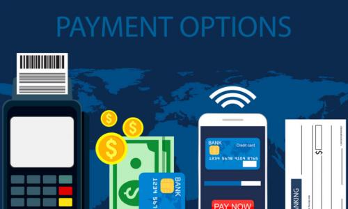 illustration of different payments options including cash check and mobile wallet