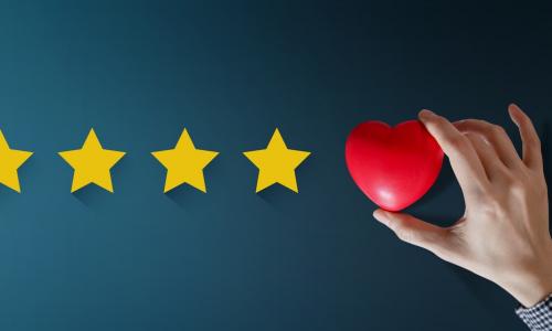 five star experience rating with the fifth star actually being a heart