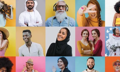 colorful collage of diverse group of people