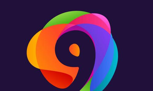 number nine with colorful swirl
