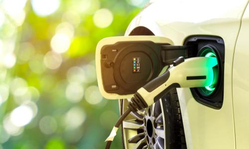 electric car at charging station