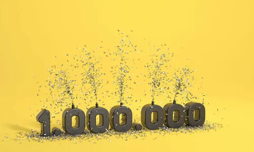 the number one million shooting out confetti