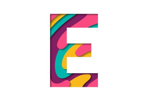 colorful letter E